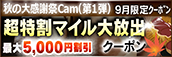 【９月限定】超特割★マイル大放出クーポン