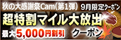 【９月限定】超特割★マイル大放出クーポン